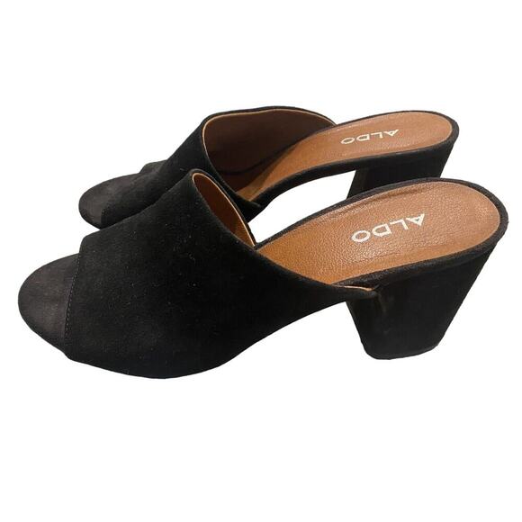 Aldo Women Suede Black Mules Size 9 - Picture 2 of 5